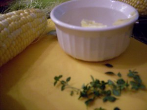 Corn and butter with herbs