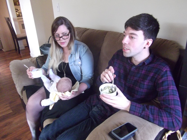 Friends plus babies plus sorbet.