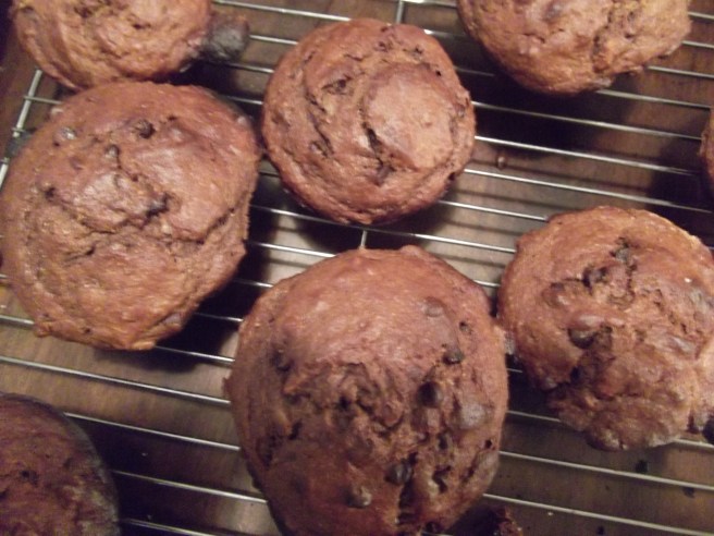 Peanut butter chocolate banana muffins